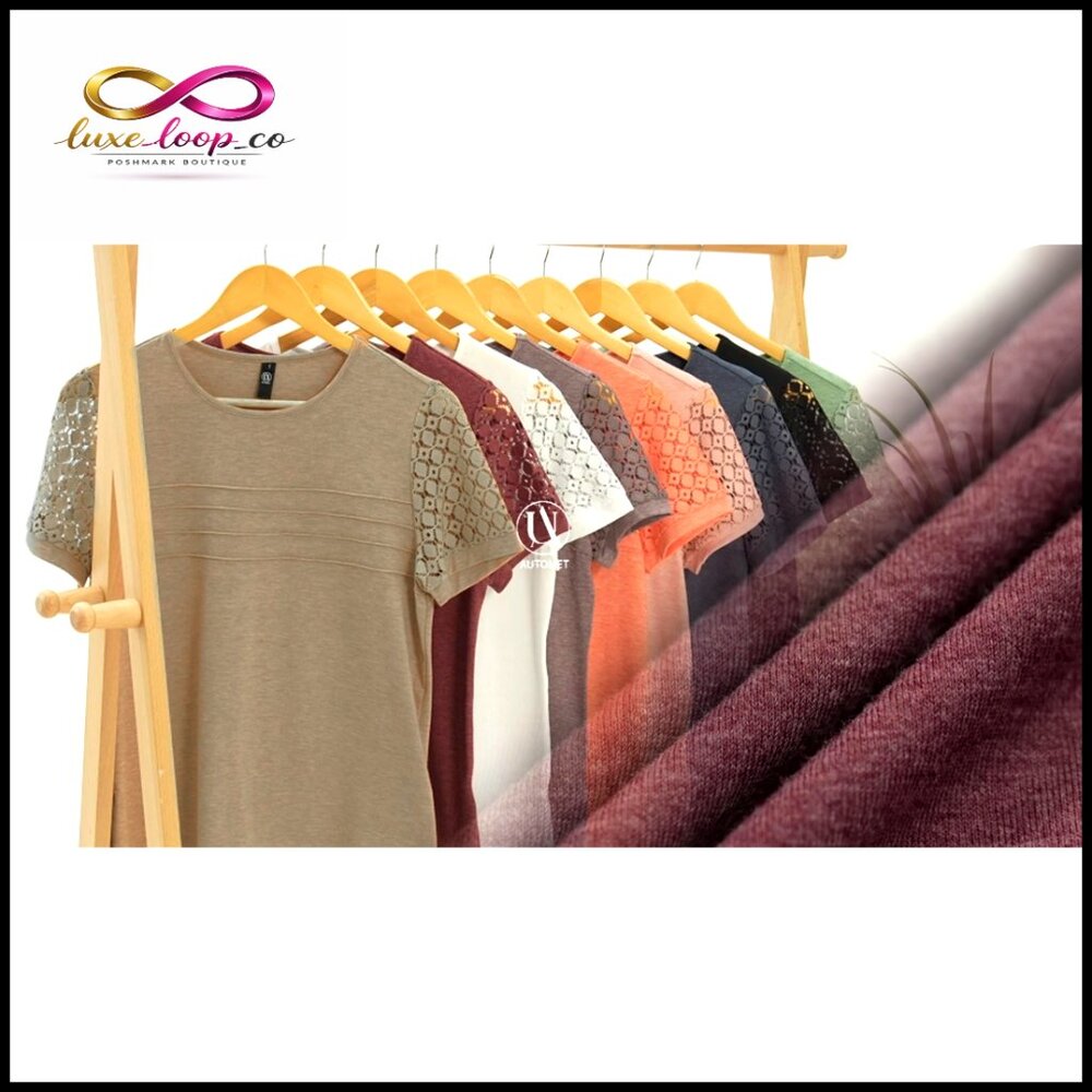 Short Sleeve Lace T-Shirt Elegant Chic Business Casual Summer Top - Picture 6 of 6